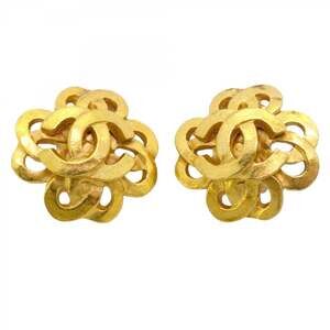 Chanel Coco Mark Earrings, GP Plated Gold, Women's
